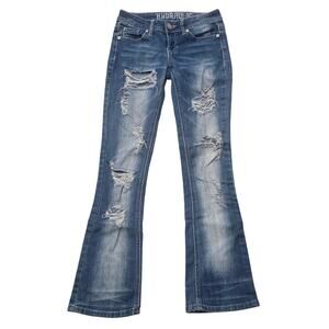 Hydraulic Dark Washed Bailey Slim Boot Distressed Blue Jeans